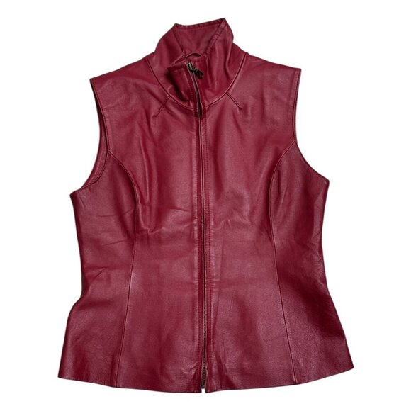 VINTAGE MARK ALAN Genuine Red Leather Luxury Designer Retro Vest Womens Small - Picture 3 of 6